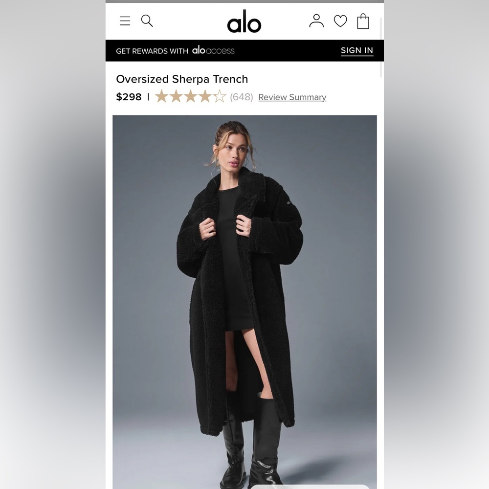 ALO Yoga Black Oversized Sherpa Trench